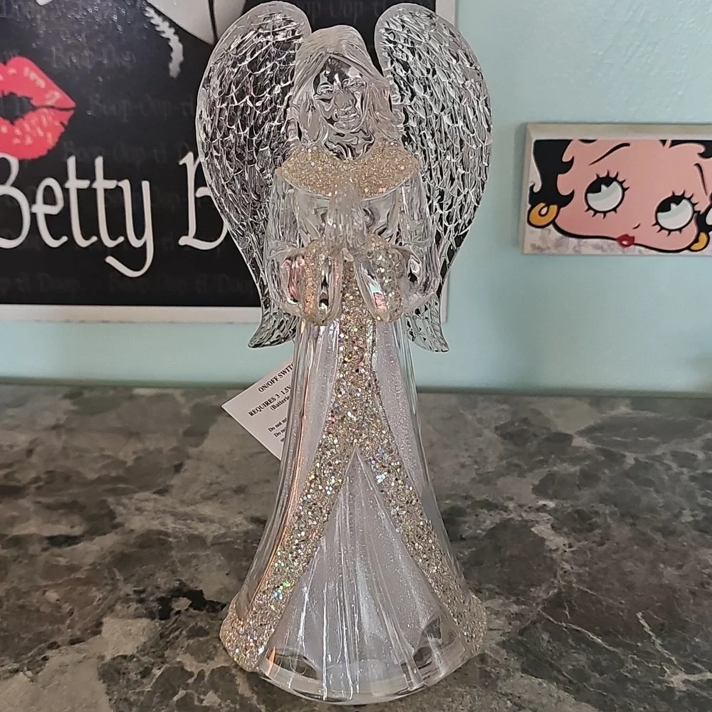 Elegant Crystal Angel Figurine Lights Up